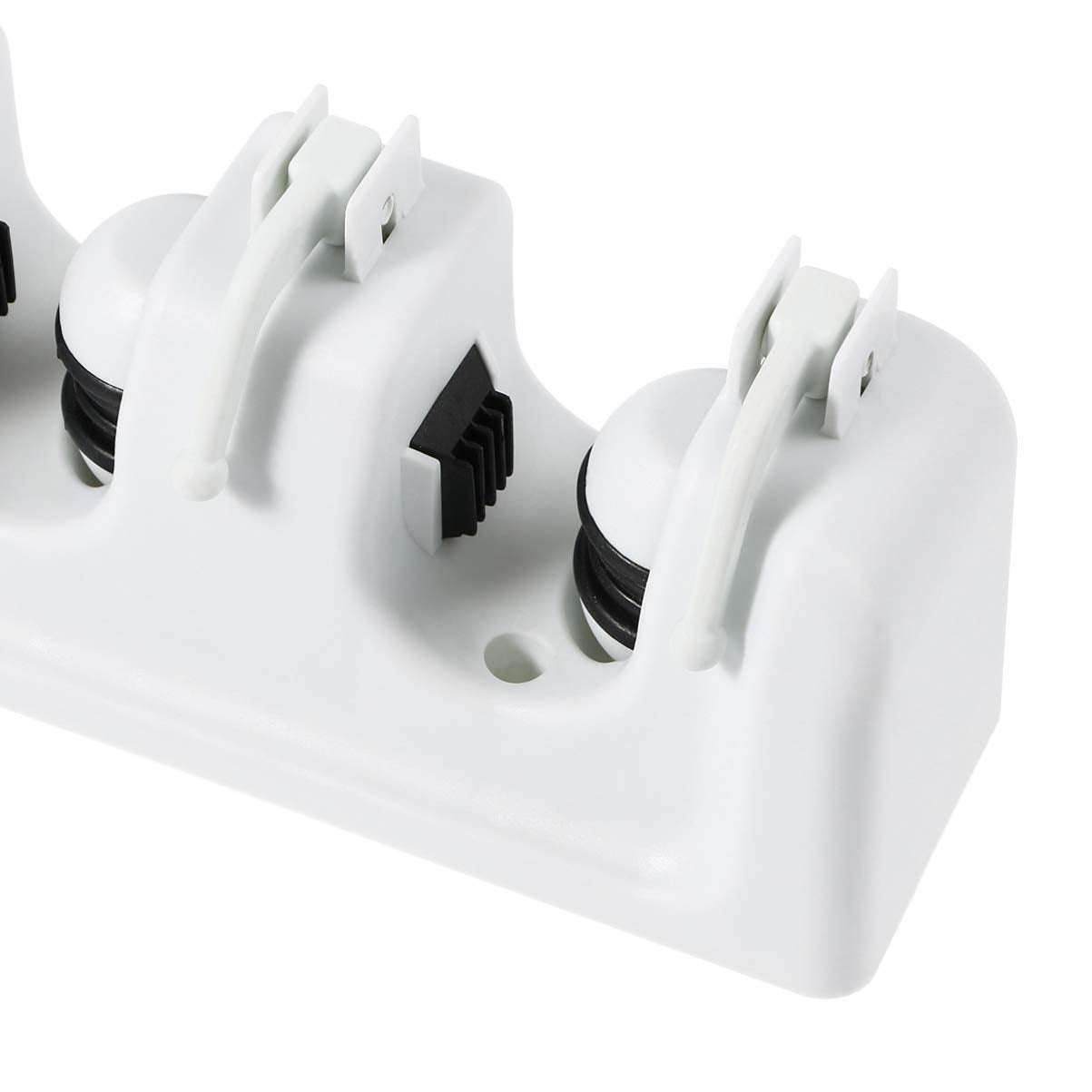 Mop Broom Holder Slots and Hooks for Efficient Storage Garage Garden and Kitchen Wall Mounted Organizer for Mops Brooms and Cleaning Tools White
