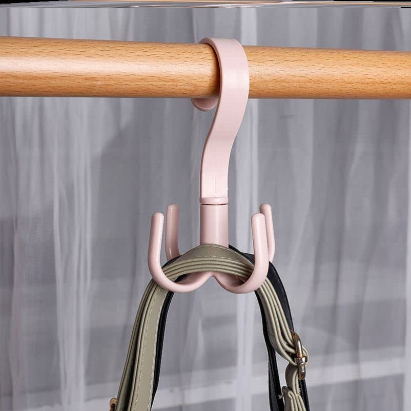 2Pcs Rotating Belt Hanger 360 Degrees Rotatable Organizer with 4 Hooks for Drying Towels Bras Clothes Gloves Plastic Laundry Sock Drying Hanger Nordic Green (2 Count)