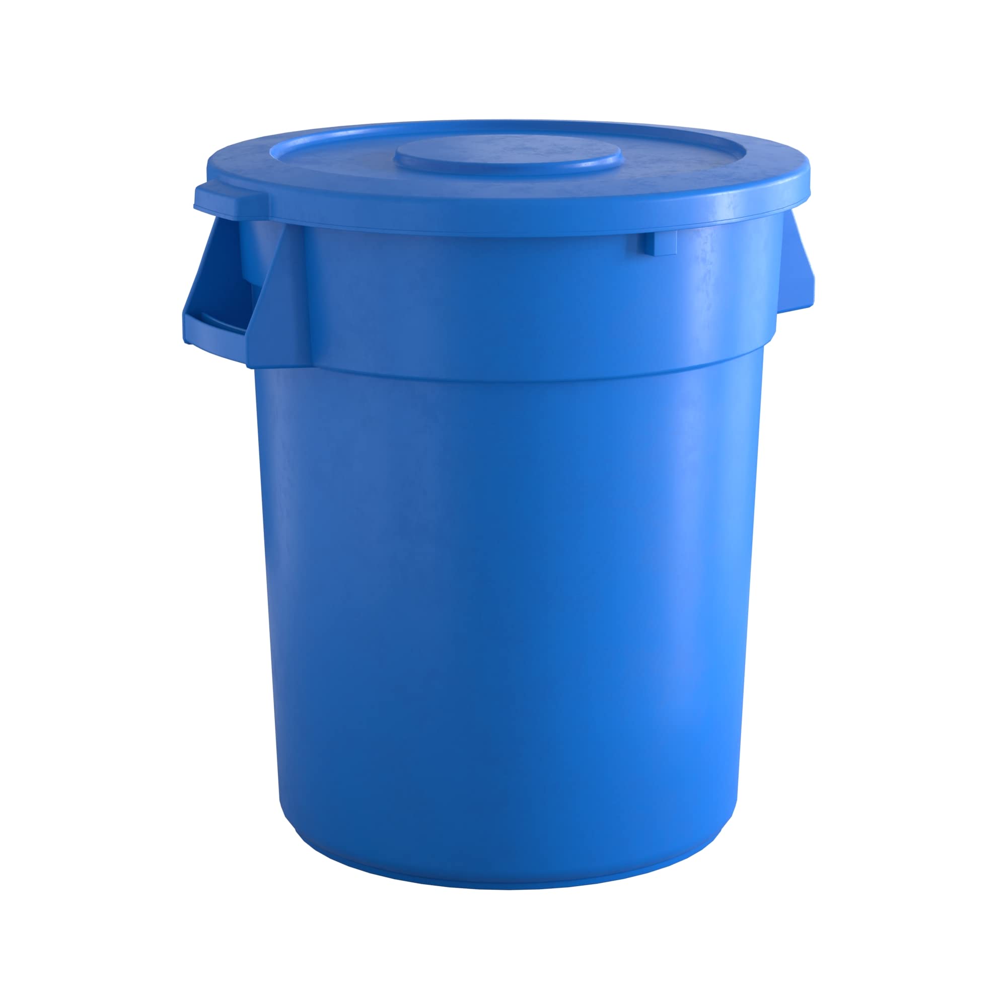 32 Gallon Blue Round Commercial Trash Can with Lid