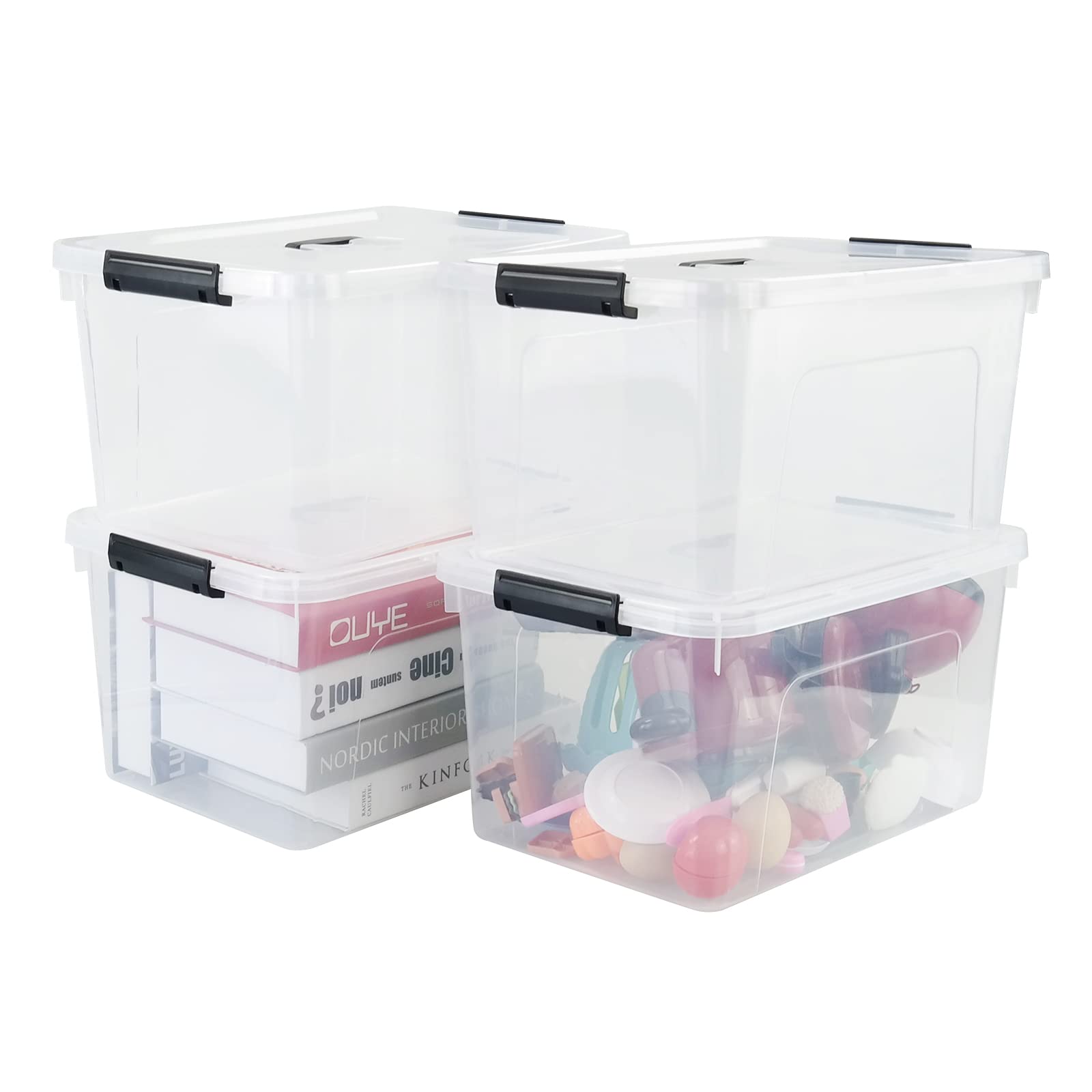 17.5 L Clear Plastic Storage Box (4 Count)