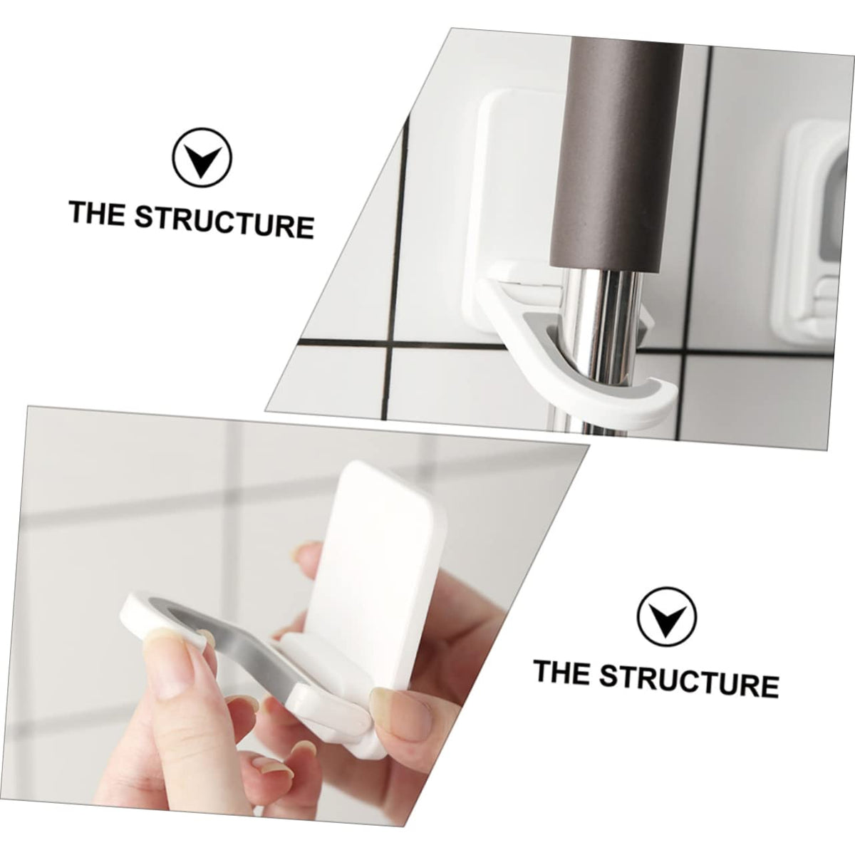 3pcs Punch Wall Mounted Mop Hooks Mop Organizer Multi Functional Broom Holder for Home Kitchen Garage Storage
