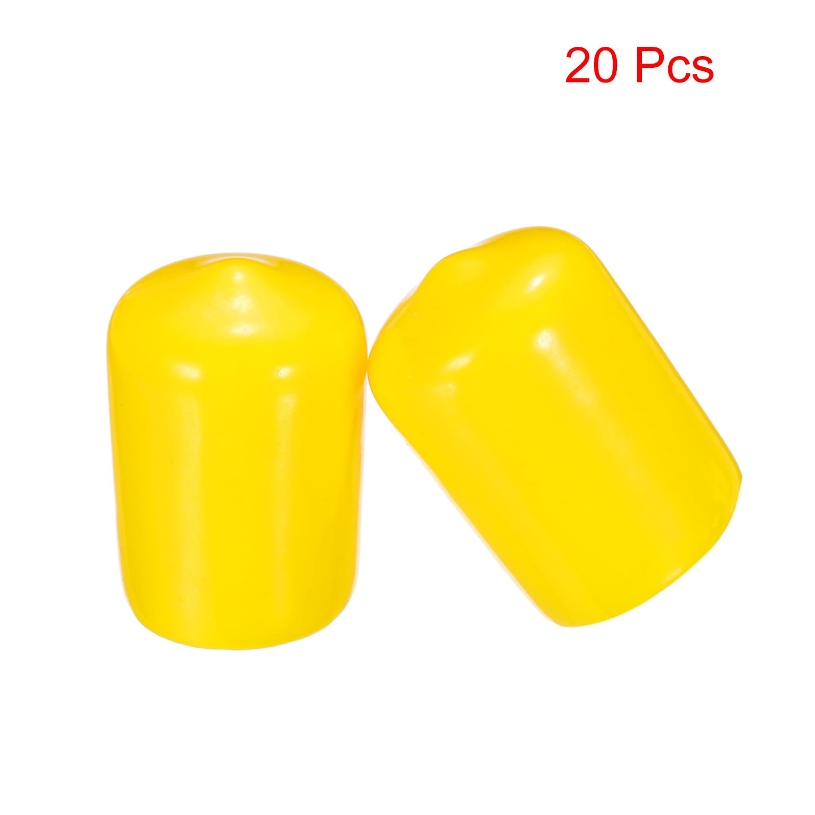20pcs Rubber End Caps 15mm ID Vinyl PVC Round Tube Bolt Cap Cover Screw Thread Protectors Yellow