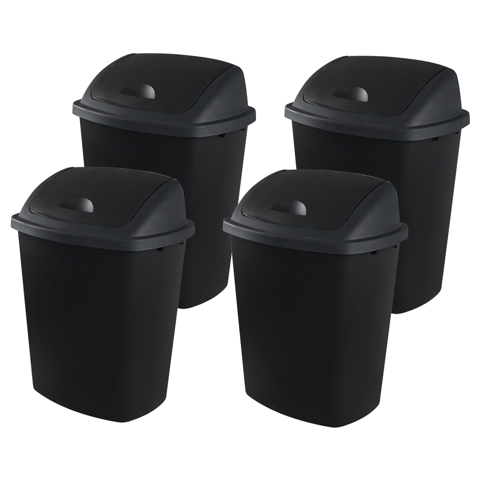 18 Gallon Plastic Garbage Bin with Swing Lid (4 Count)