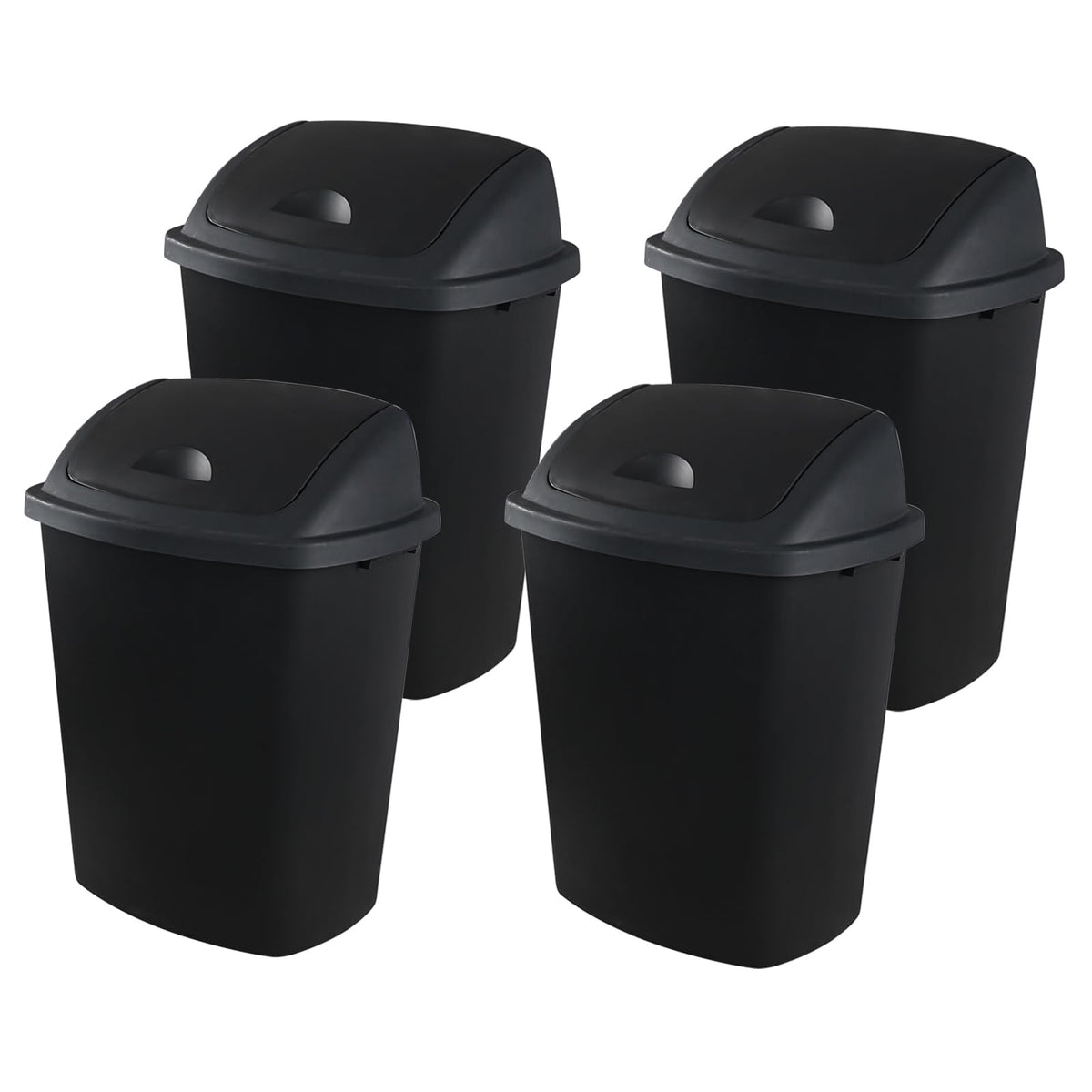 18 Gallon Plastic Garbage Bin with Swing Lid (4 Count)