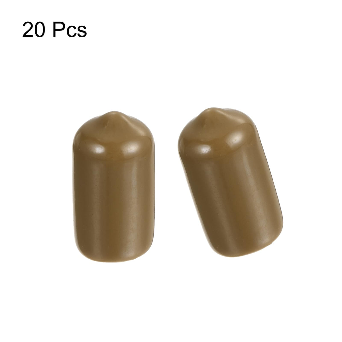 20pcs Rubber End Caps 10.5mm ID Vinyl PVC Round Tube Bolt Cap Cover Screw Thread Protectors Light Brown