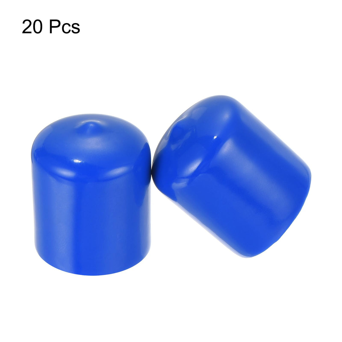 20pcs Rubber End Caps 23mm ID Vinyl Round Tube Bolt Cap Cover Screw Thread Protectors Blue