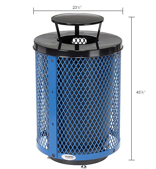 Outdoor Diamond Steel Trash Can with Rain Bonnet Lid