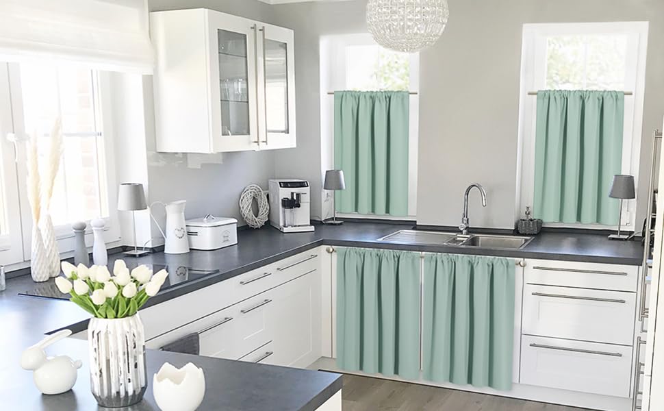 Cafe Blackout Curtains 24 inch Length for RV Camper Kitchen Window (2 Count)