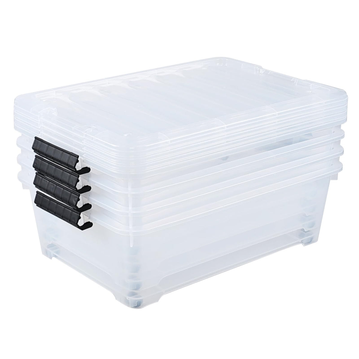 4 Pack 20 Quart Clear Under Bed Plastic Storage Bins with Wheels (4 Count)