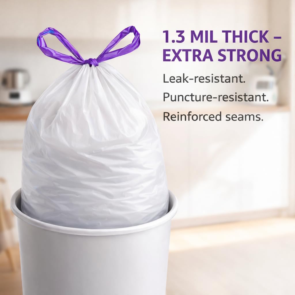 Biodegradable Trash Bags with Drawstrings (100 Count)