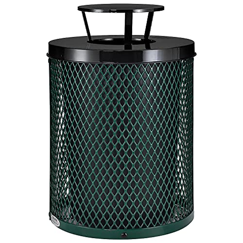 Outdoor Diamond Steel Trash Can with Rain Bonnet Lid