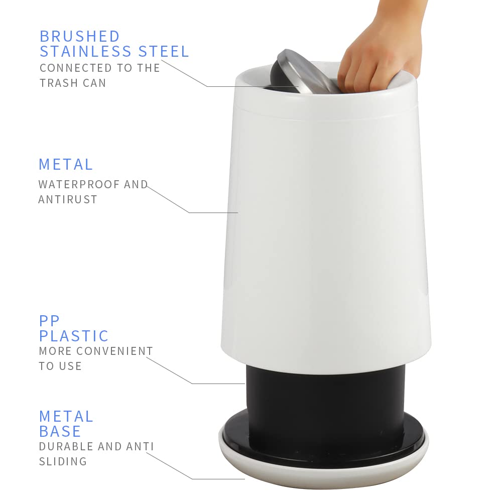 Household Swing White Bathroom Trash Can