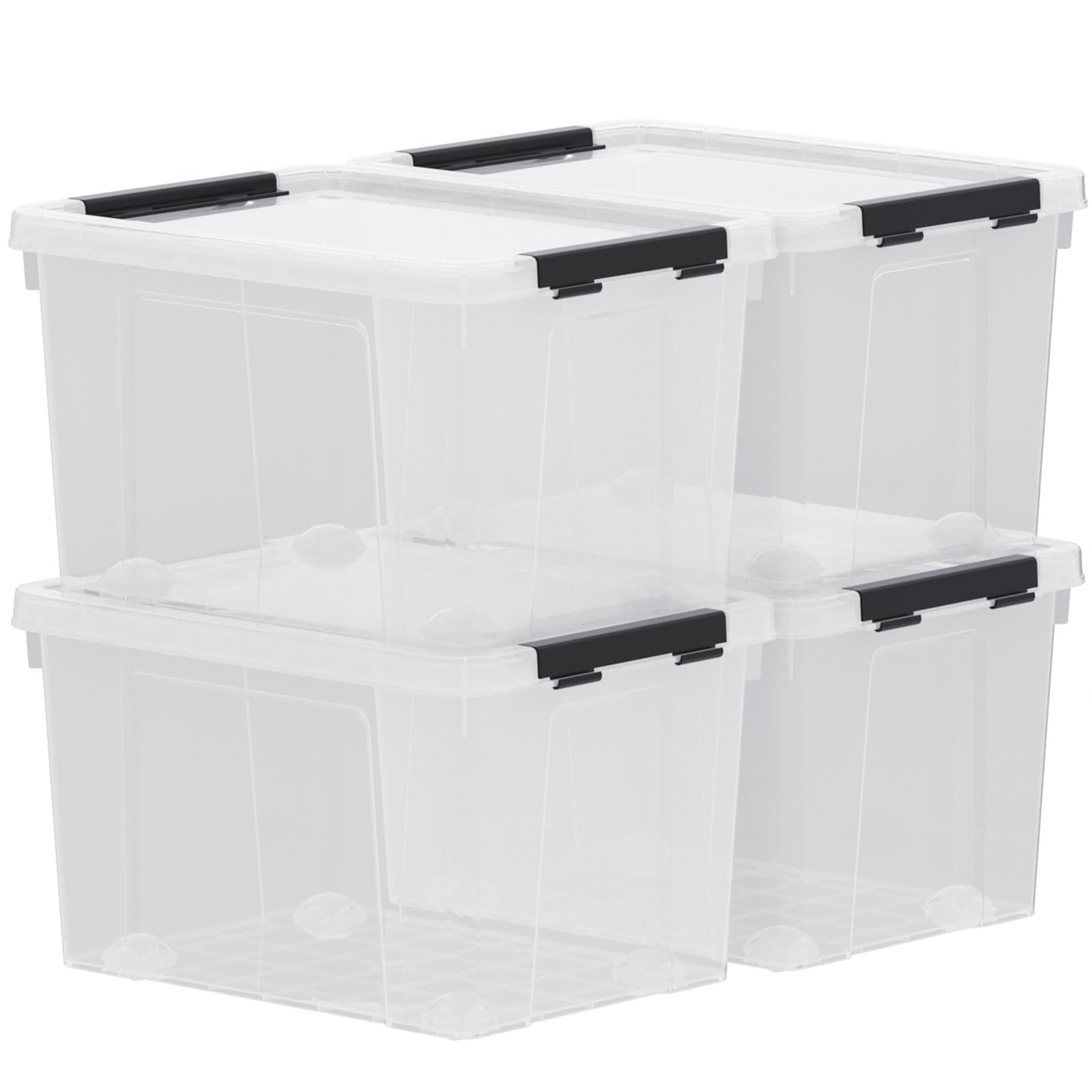 4 Pack 50 Qt Plastic Storage Bins with Lids (4 Count)