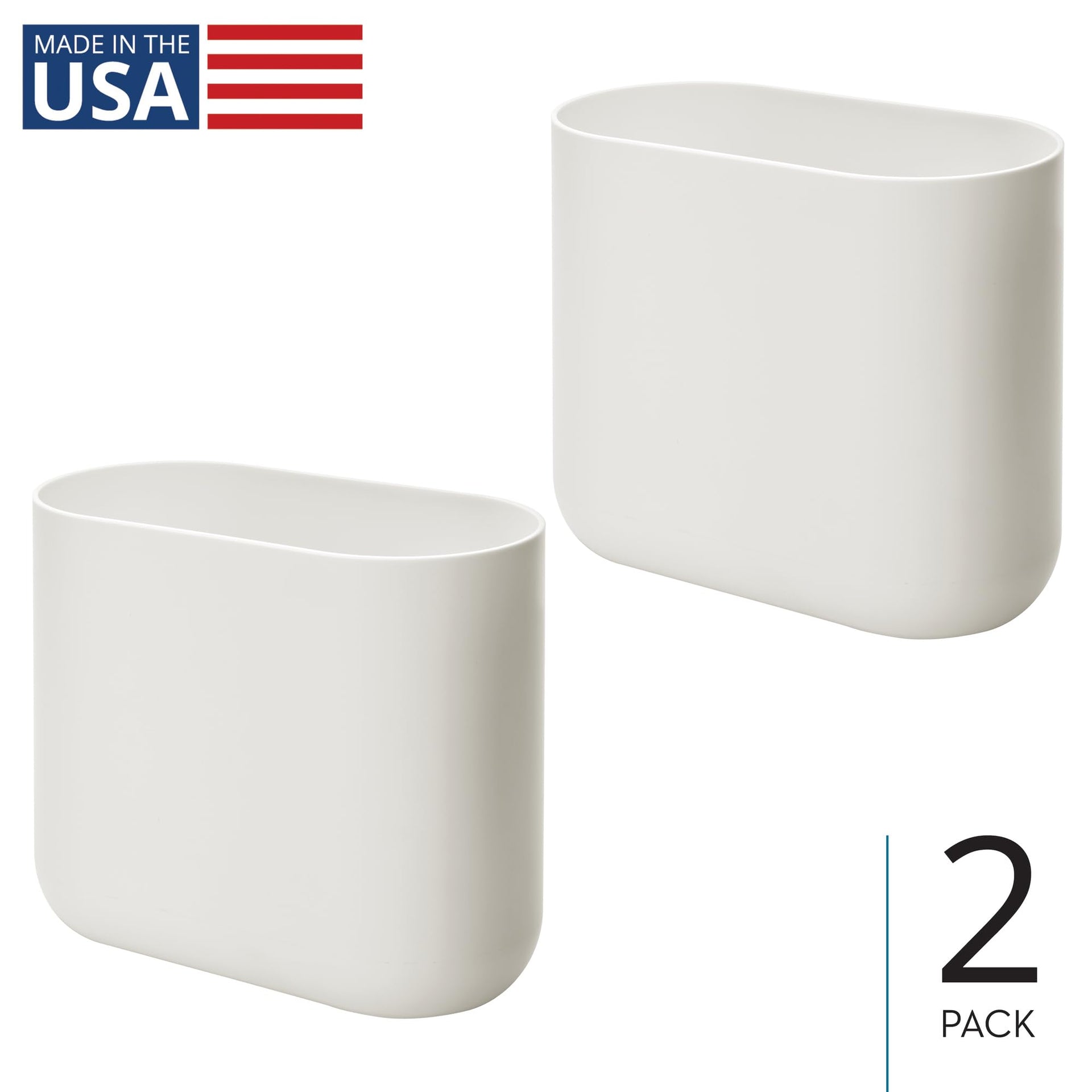 Small Slim Plastic Bathroom Trash Can (2 Count)