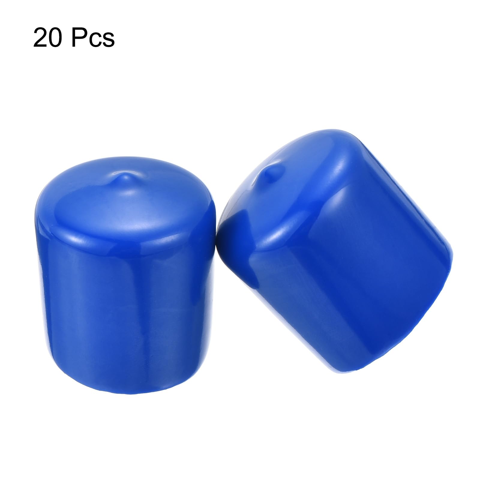 20pcs Rubber End Caps 30mm ID Vinyl PVC Round Tube Bolt Cap Cover Screw Thread Protectors Blue