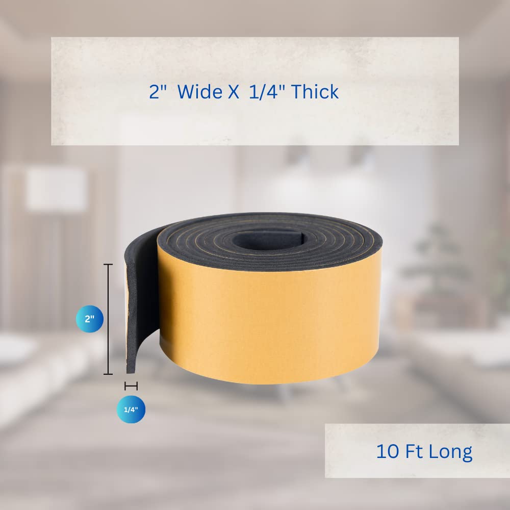 High Density Foam Weather Stripping Door Seal Strip Insulation Tape Roll for Insulating Door Frame (10 Foot)