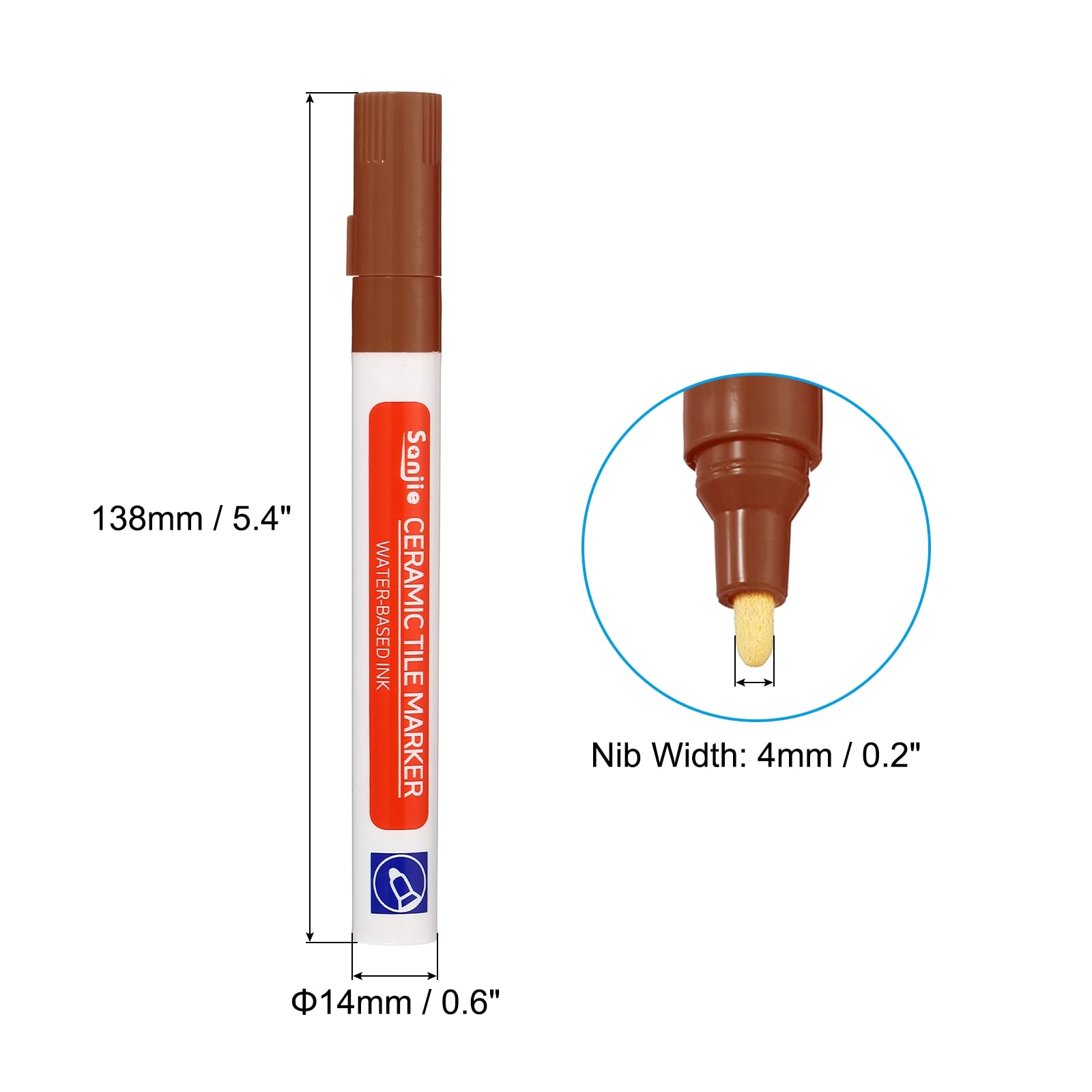 Grout Pen 4 Pack Brown Tile Marker Waterproof Grout Sealer Pen Tile Repair Pens Paint Pens for Wall Floor Bathroom Kitchen Refresh (4 Count)