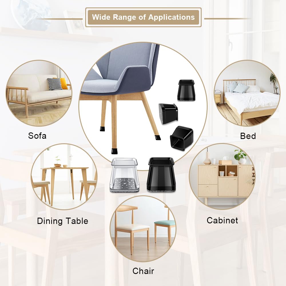 32 Pcs Chair Leg Floor Protectors for Hardwood Floors Square