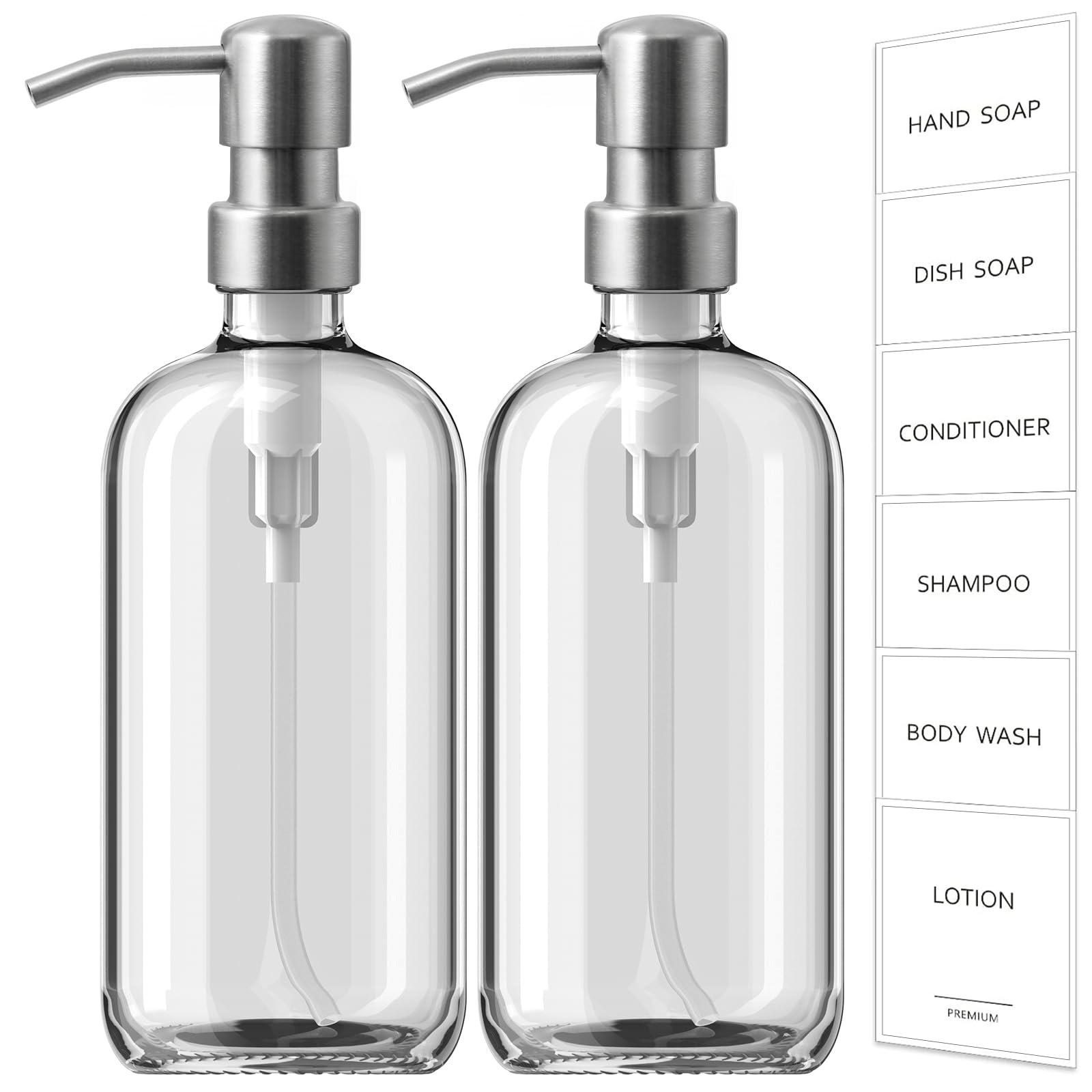 Glass Soap Dispenser with Pump (2 Count)