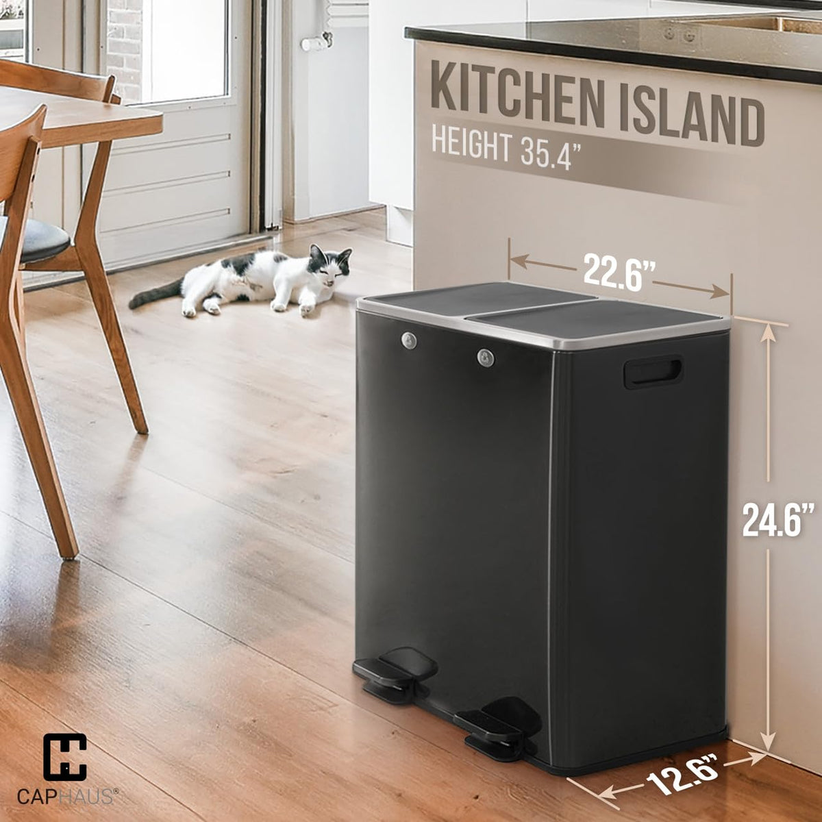 Black Dual Trash Can w (2 Count (30L each))