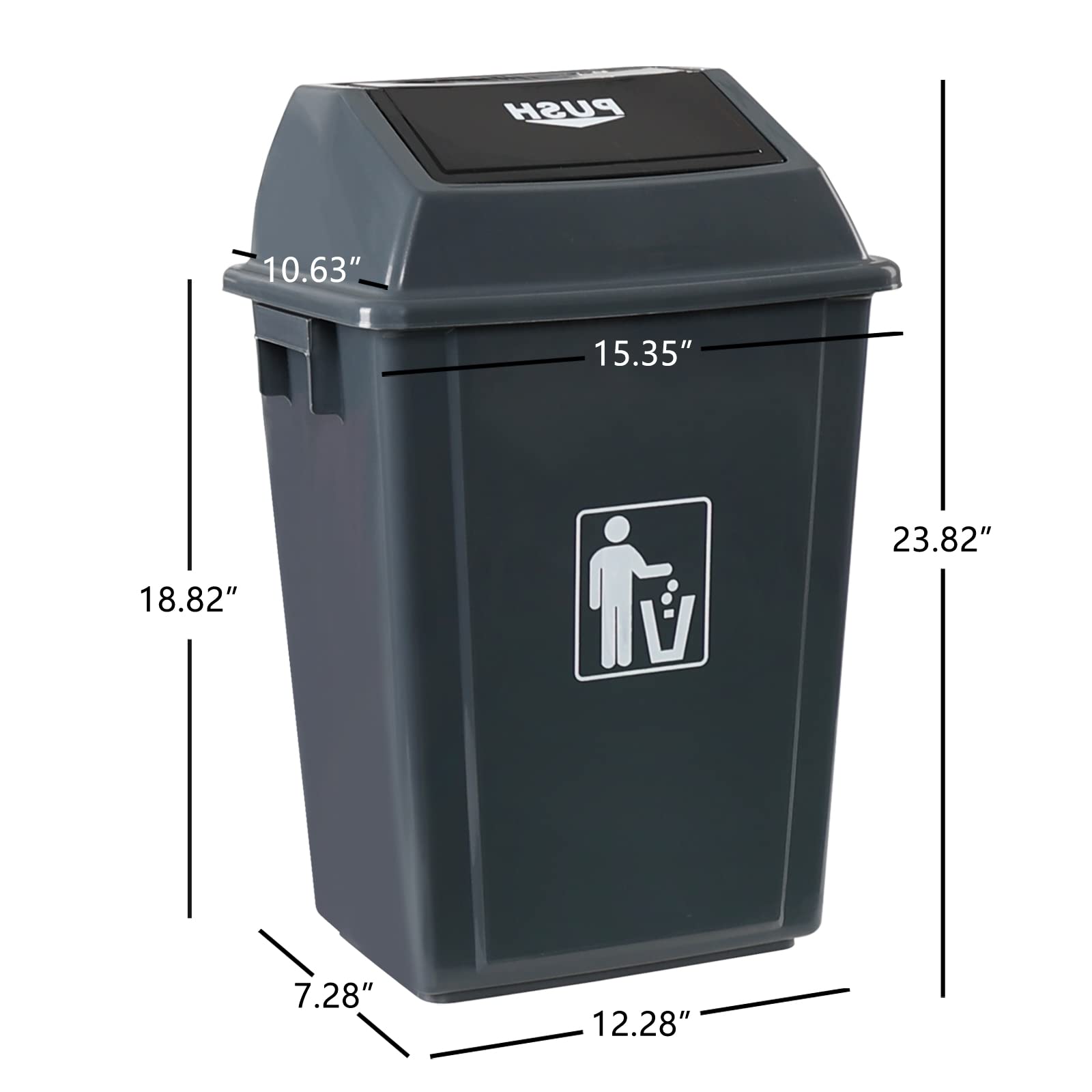 4 Pack 13 Gallon Plastic Kitchen Trash Can with Swing Lid (4 Count)