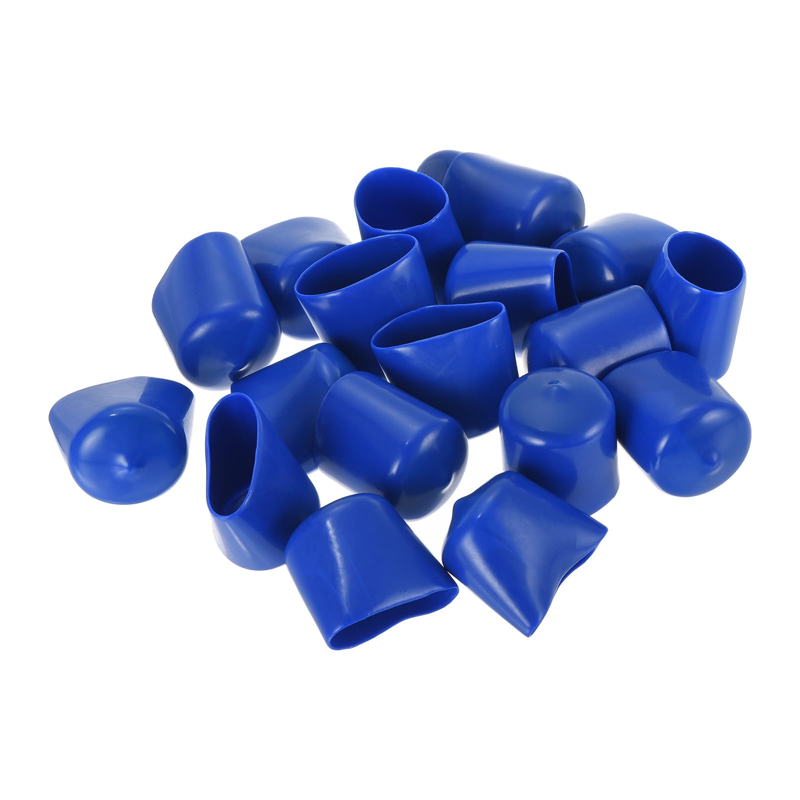 20pcs Rubber End Caps 28mm ID Vinyl Round Tube Bolt Cap Cover Screw Thread Protectors Blue
