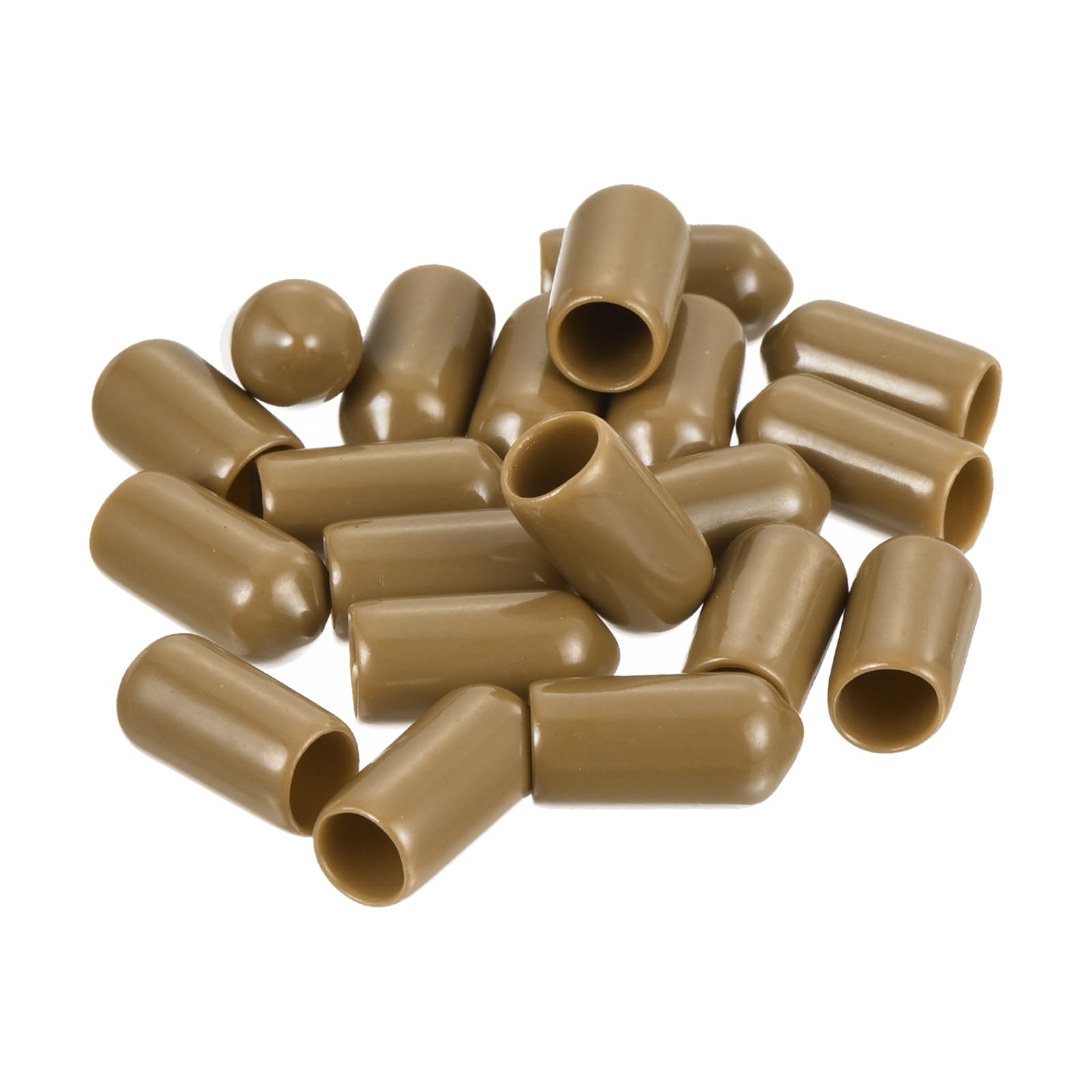 20pcs Rubber End Caps 7mm ID Vinyl PVC Round Tube Bolt Cap Cover Screw Thread Protectors Light Brown