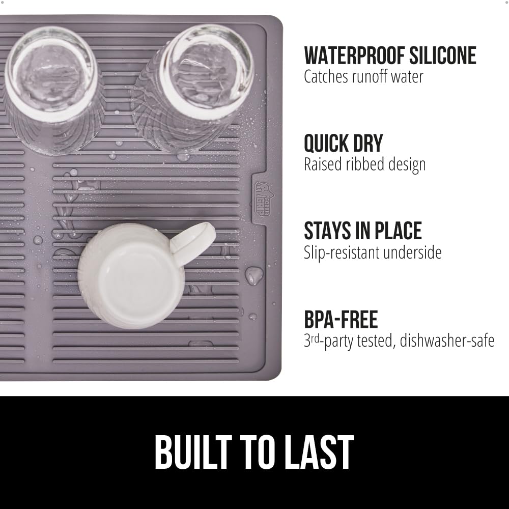 100% BPA Free Patented Silicone Dish Drying Mat for Kitchen Counter