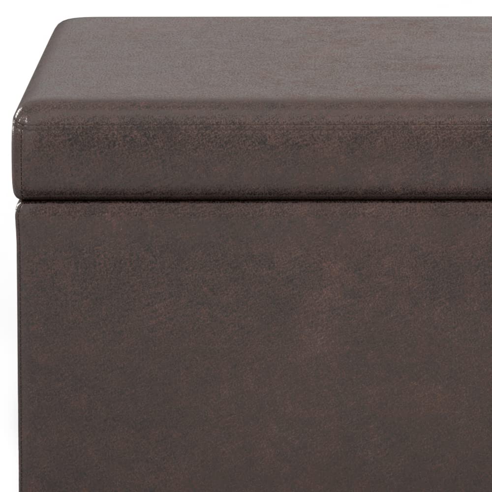 Avalon 54" Wide Vegan Leather Storage Ottoman in Brown
