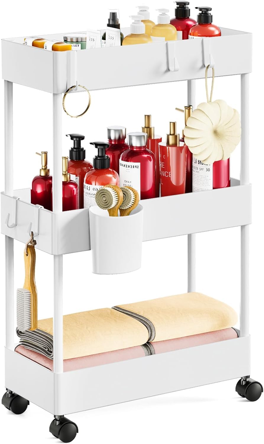 3 Tier Slim Storage Cart with Wheels