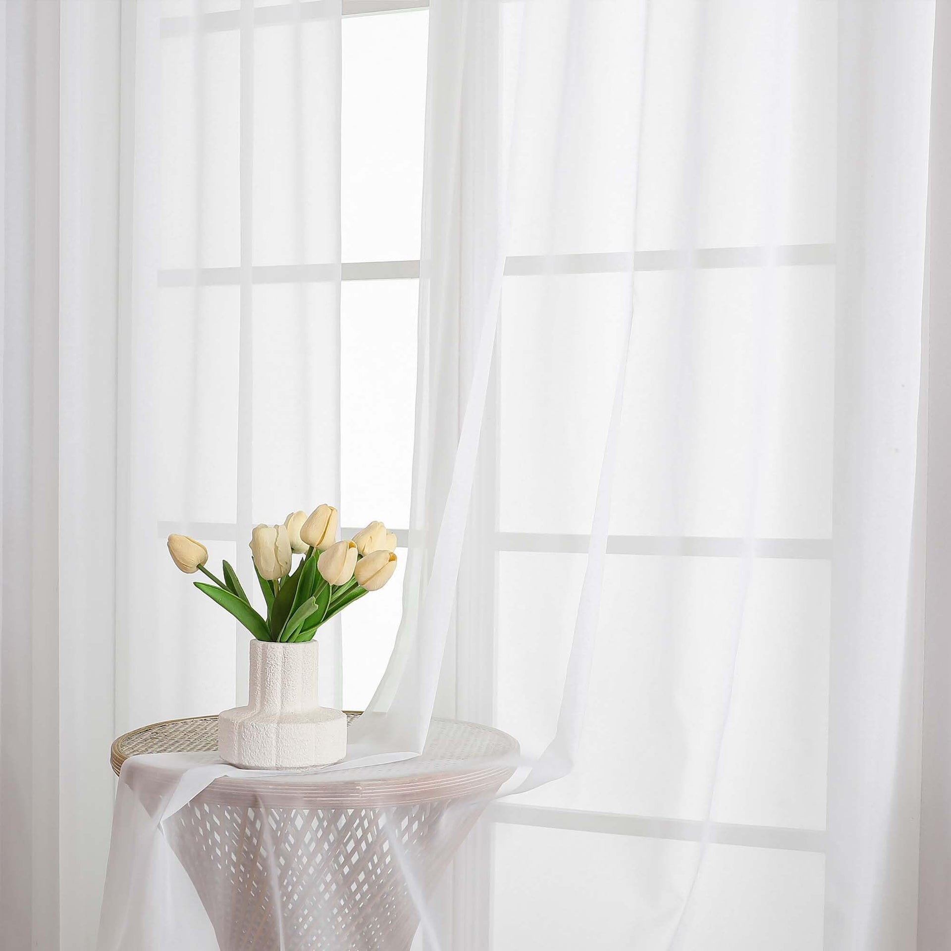 White Sheer Curtains 68 Inch Length (2 Count)
