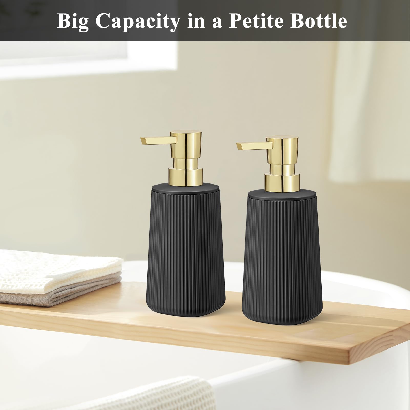 Black and Gold 2 Pack Hand Soap Dispensers Set (2 Count)