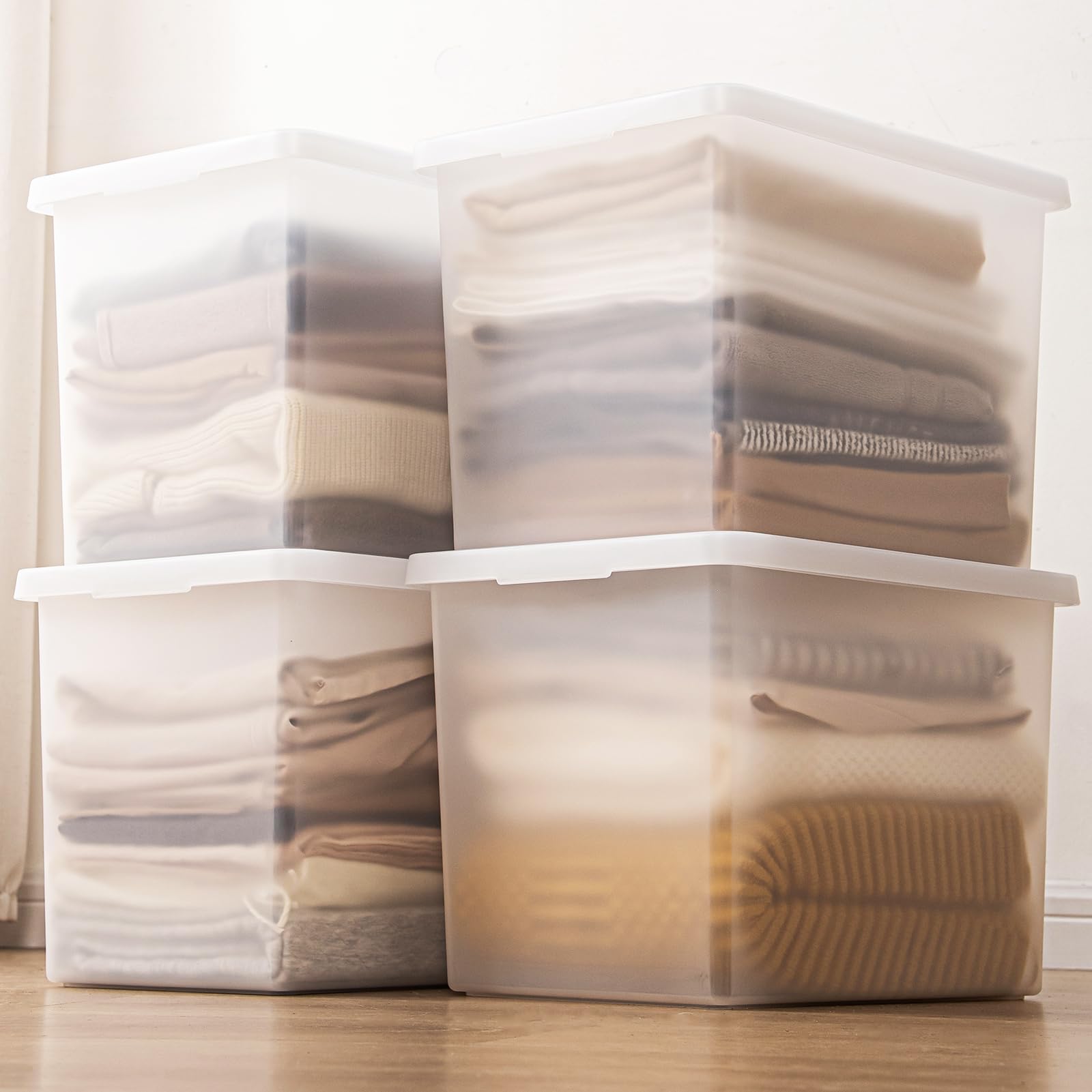 Stackable Plastic Storage Bins with Lids