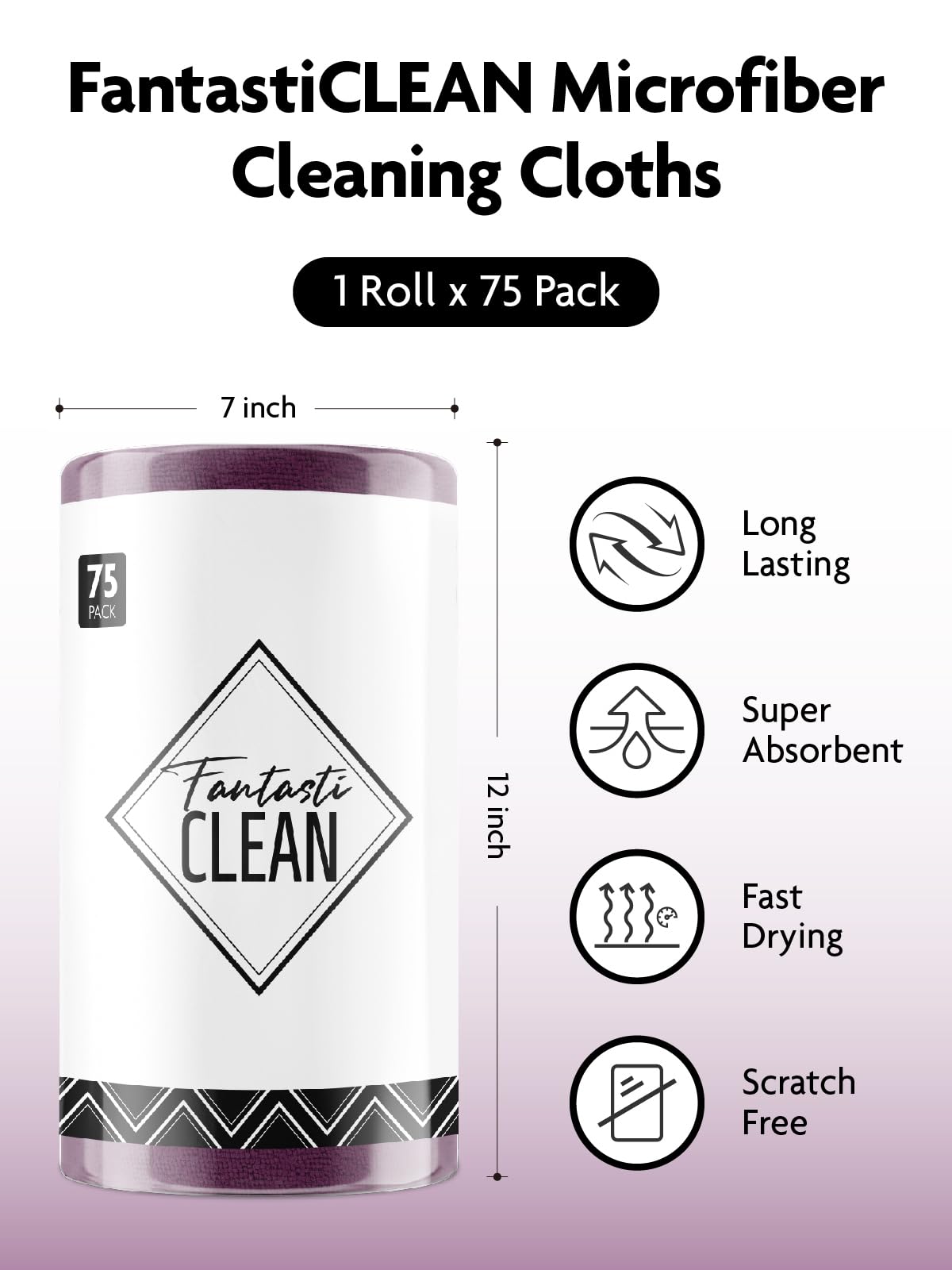 Microfiber Cleaning Cloth Roll (75 Count)