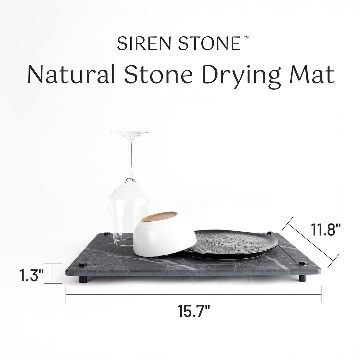 Natural Stone Dish Drying Mat 15.7" x 11.8"