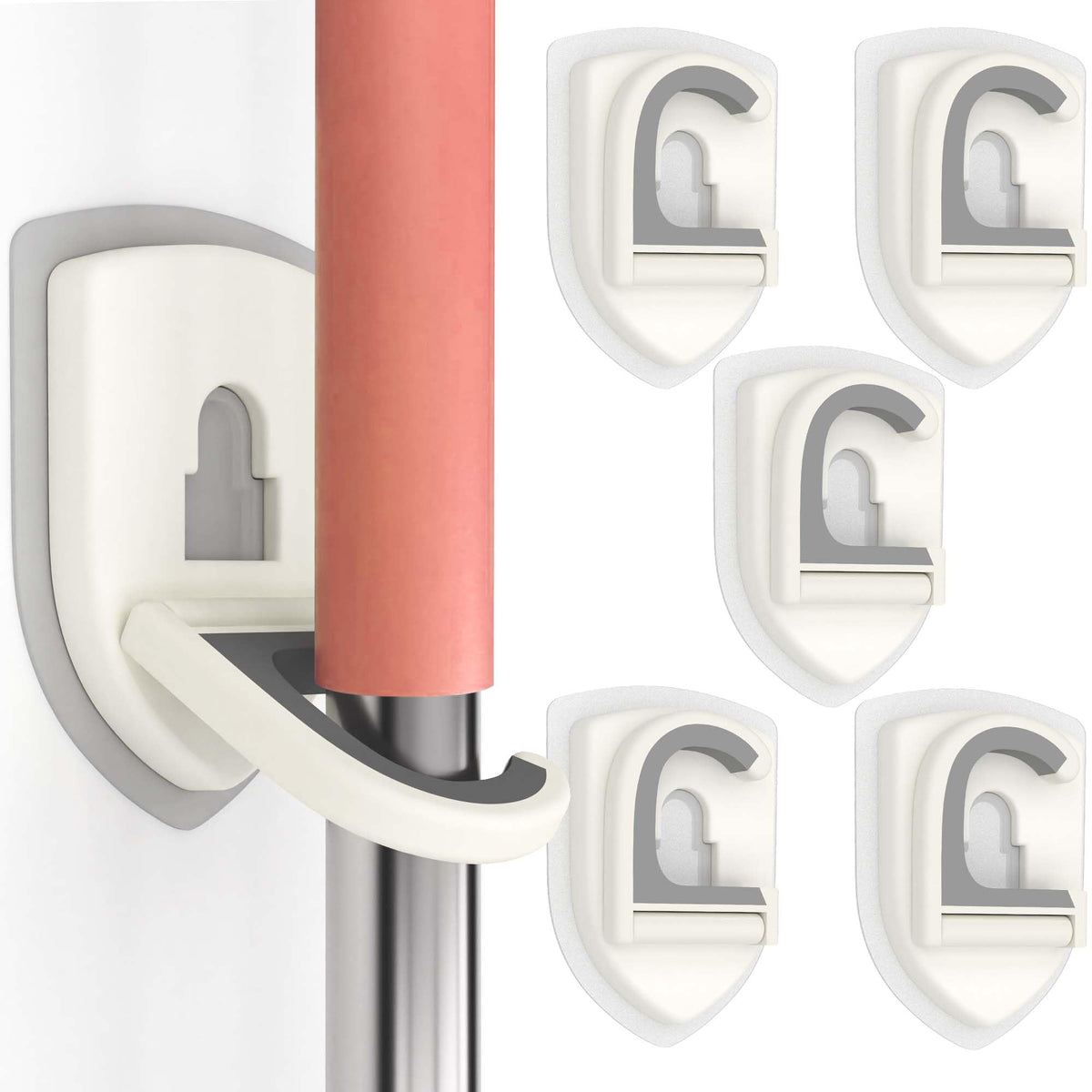 Broom Holder Wall Mount Self Adhesive (5 Count)