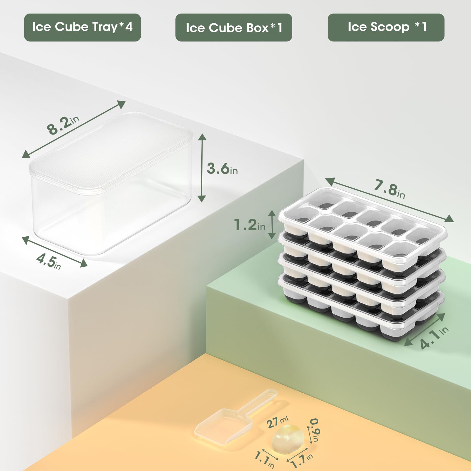 Ice Cube Tray with Lid and Bin (4 Count)