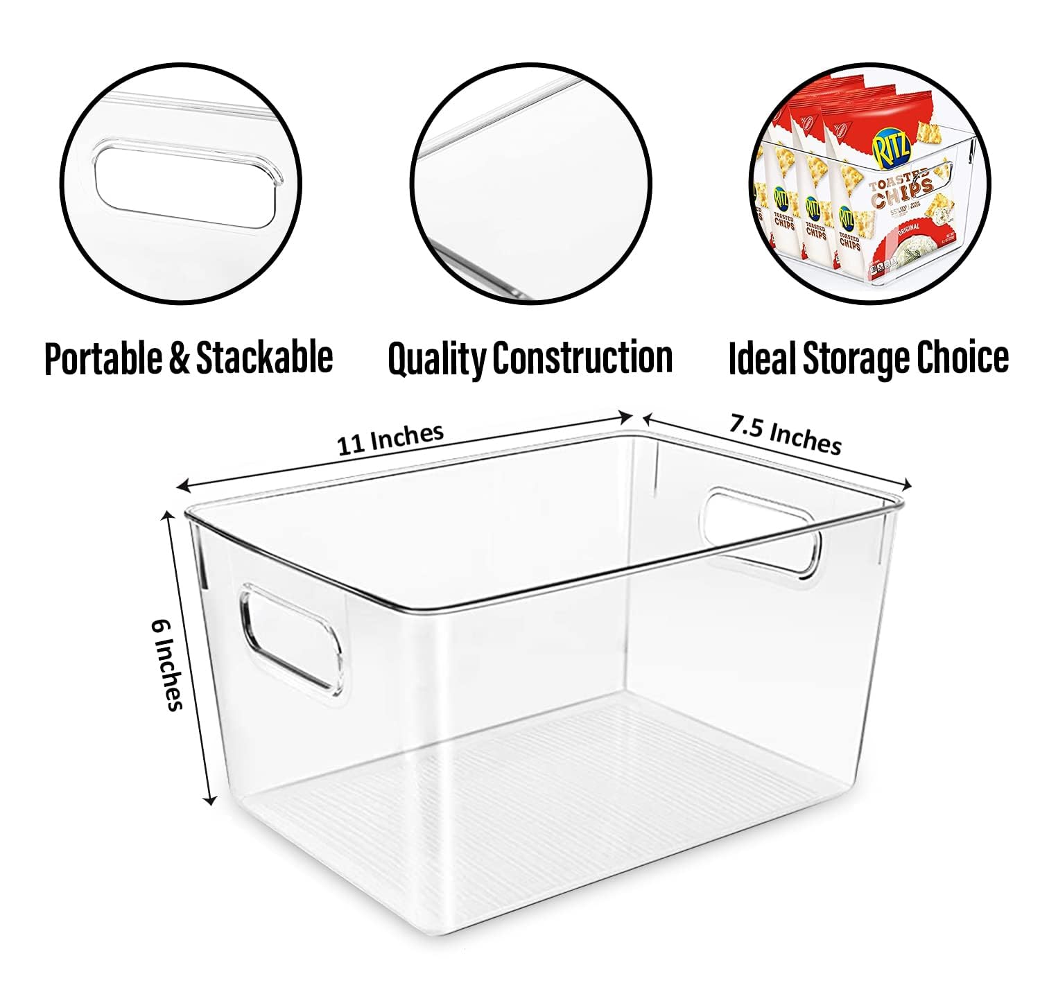 Clear Plastic Storage Bins (8 Count)