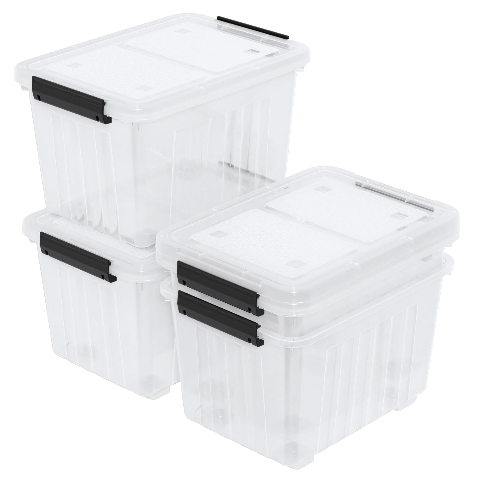 50 Qt Stackable Plastic Storage Bins with Lids (4 Count)