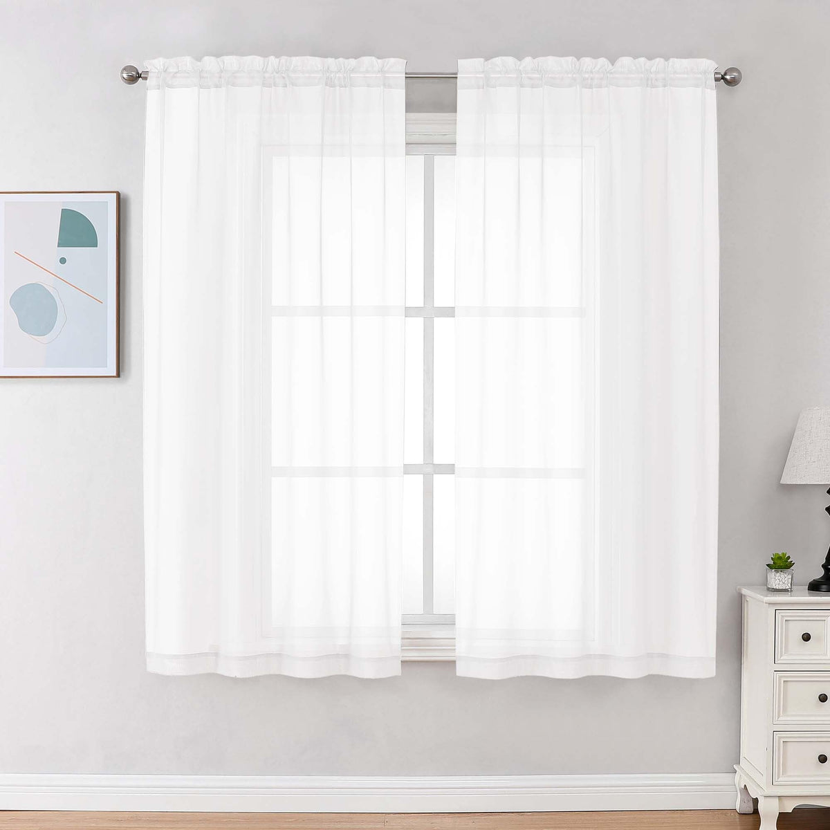White Sheer Curtains 68 Inch Length (2 Count)