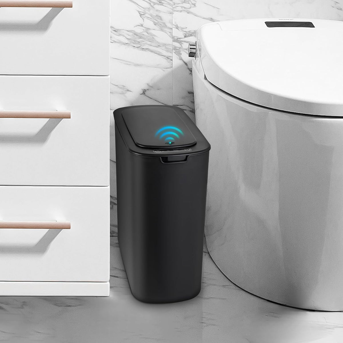 Automatic Small Bathroom Trash Can with Lid