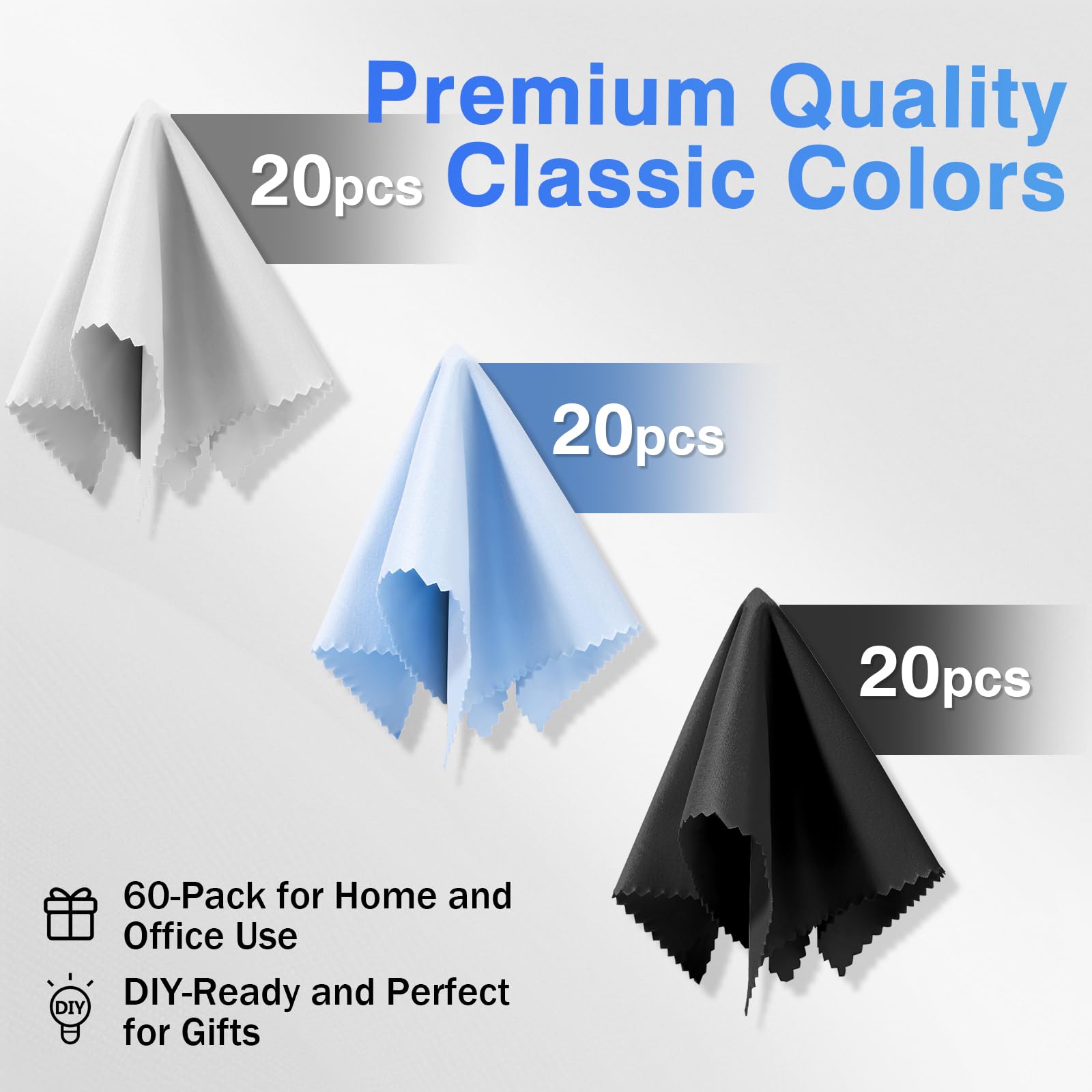 60 Pack Microfiber Cleaning Cloths for Glasses (60 Count)