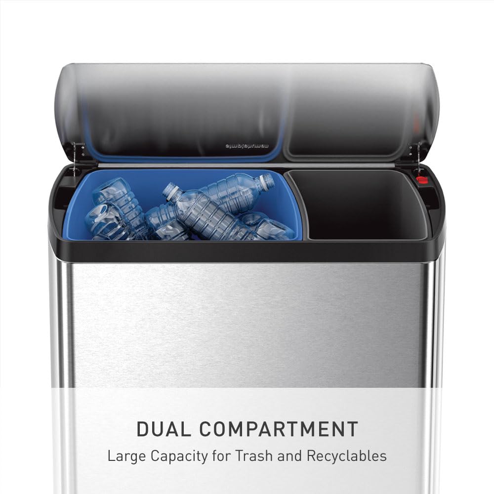 Rectangular Dual Compartment Recycling Kitchen Step Trash Can