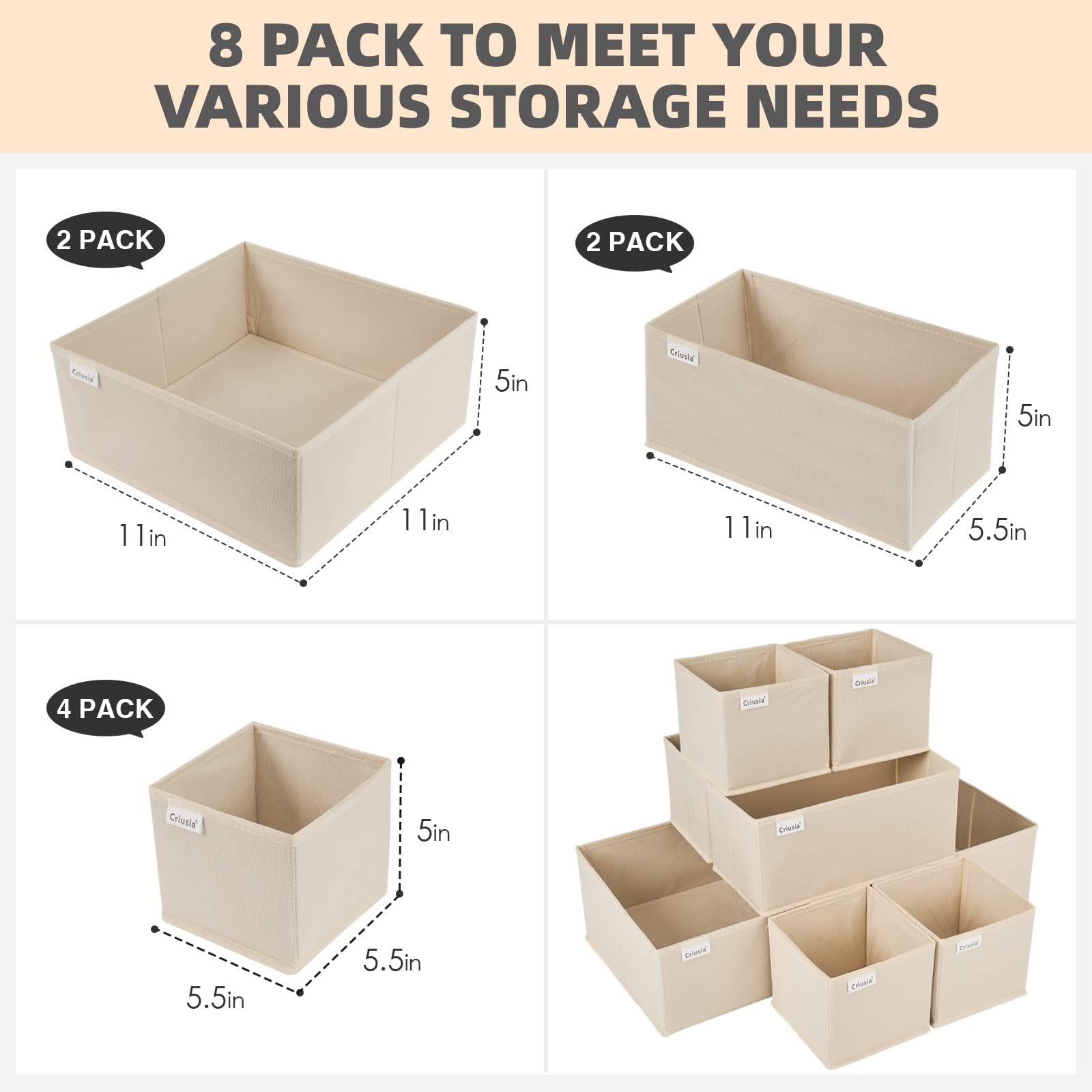 Drawer Organizer Clothes (8 Count)