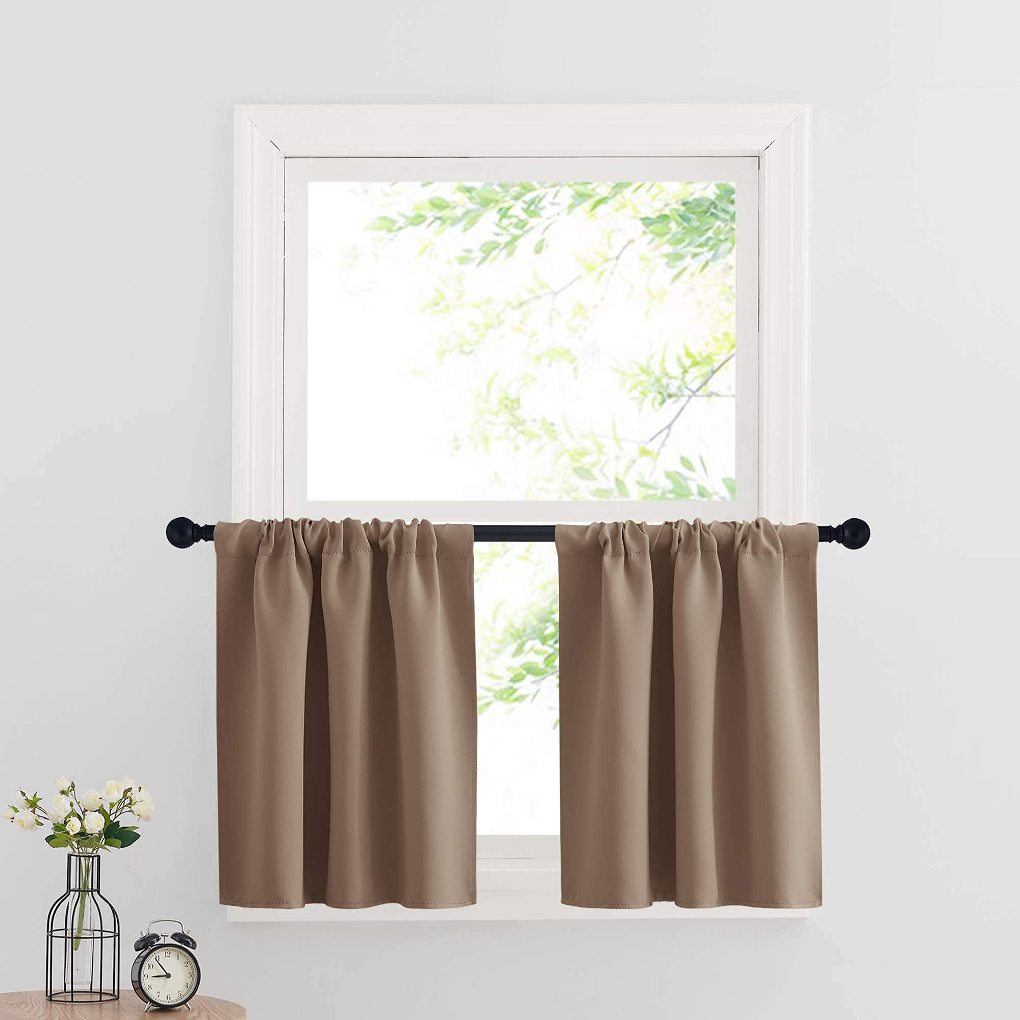 Cafe Blackout Curtains 24 inch Length