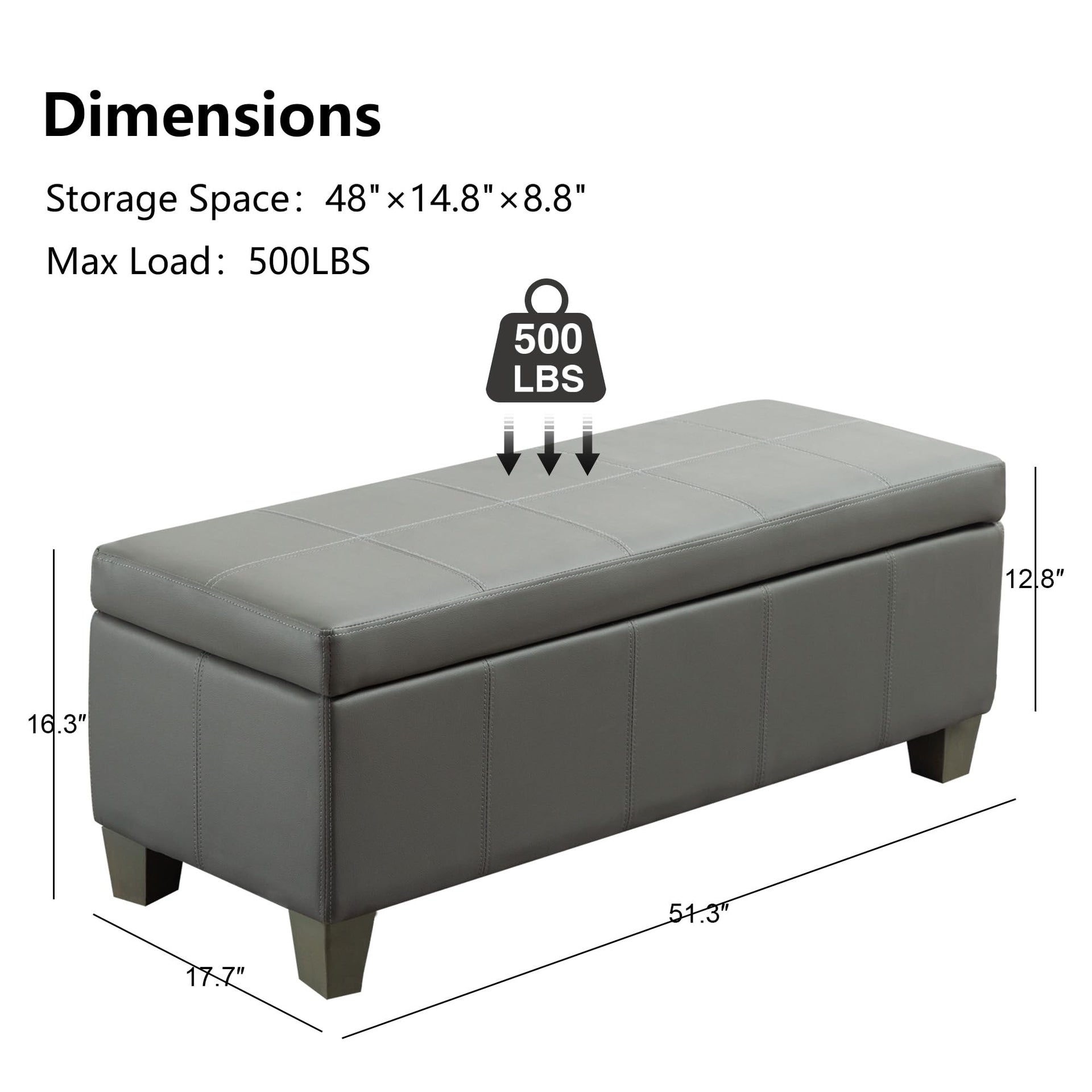 51 Inch Storage Ottoman