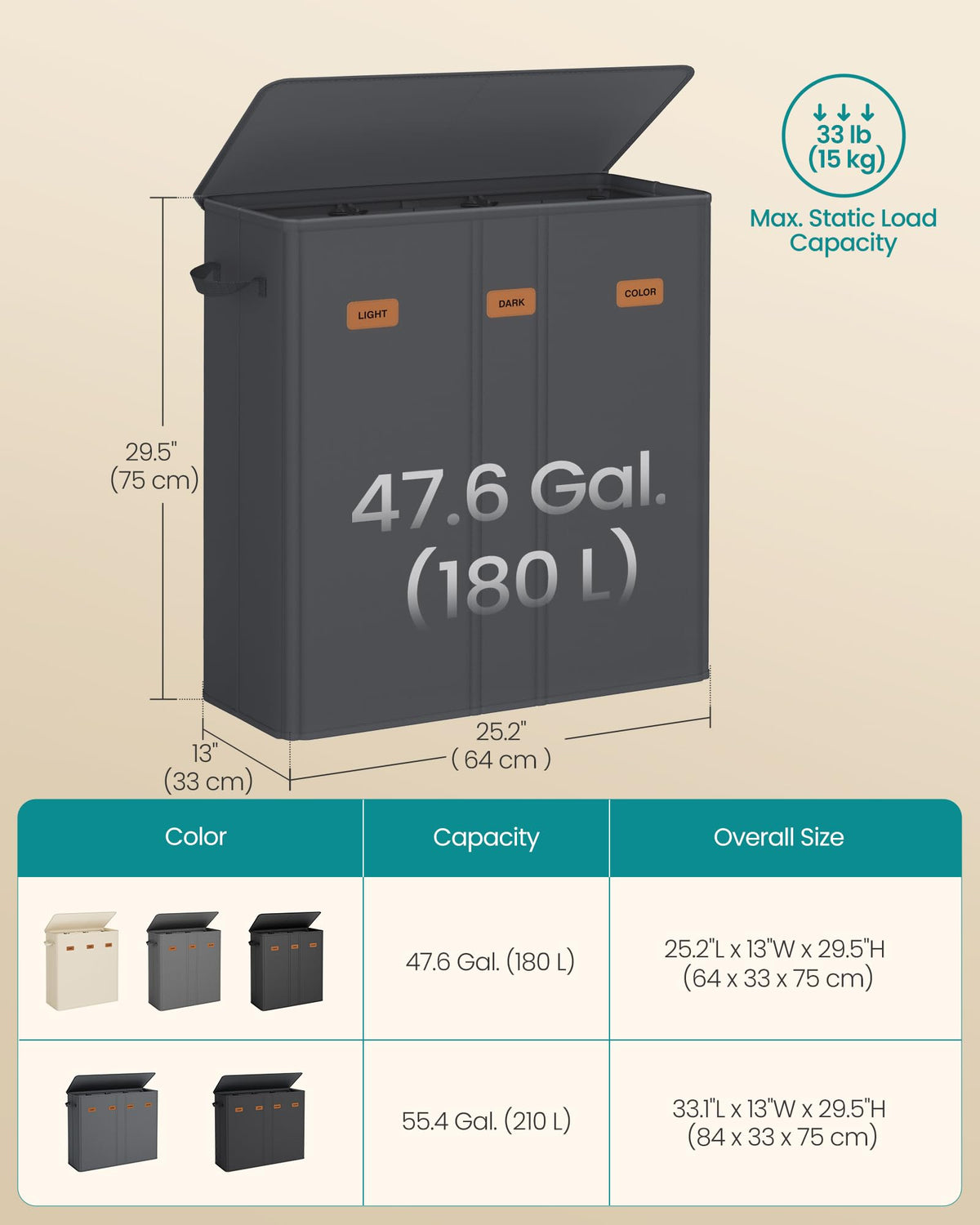 160L Laundry Hamper