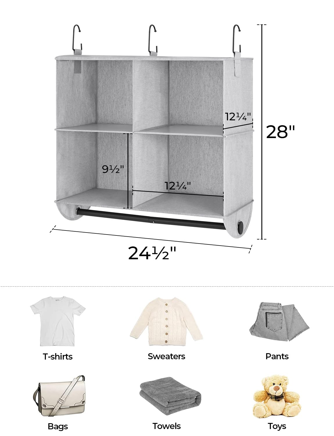 Hanging Closet Organizer with Rod