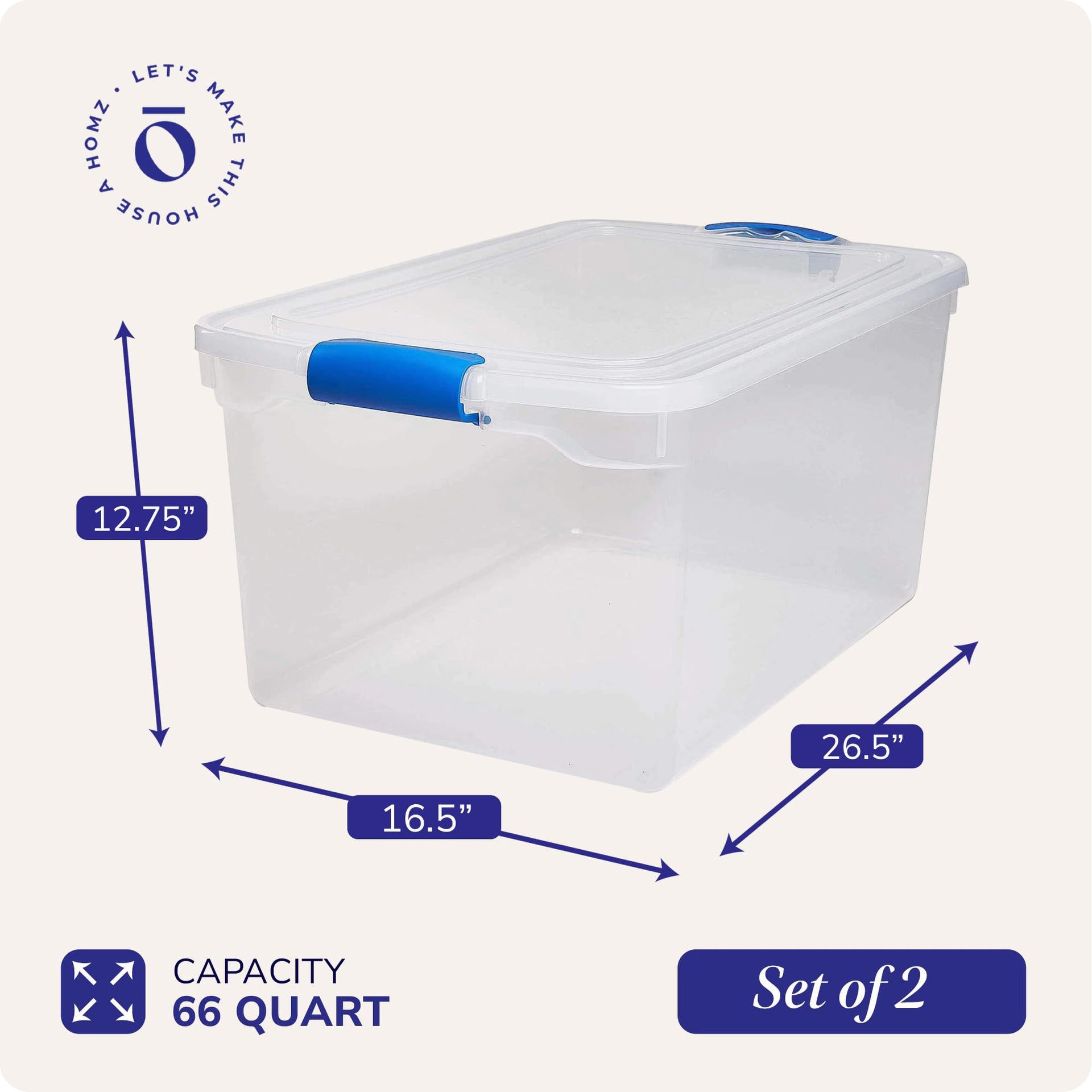 Clear Plastic Storage Bins w (2 Count)