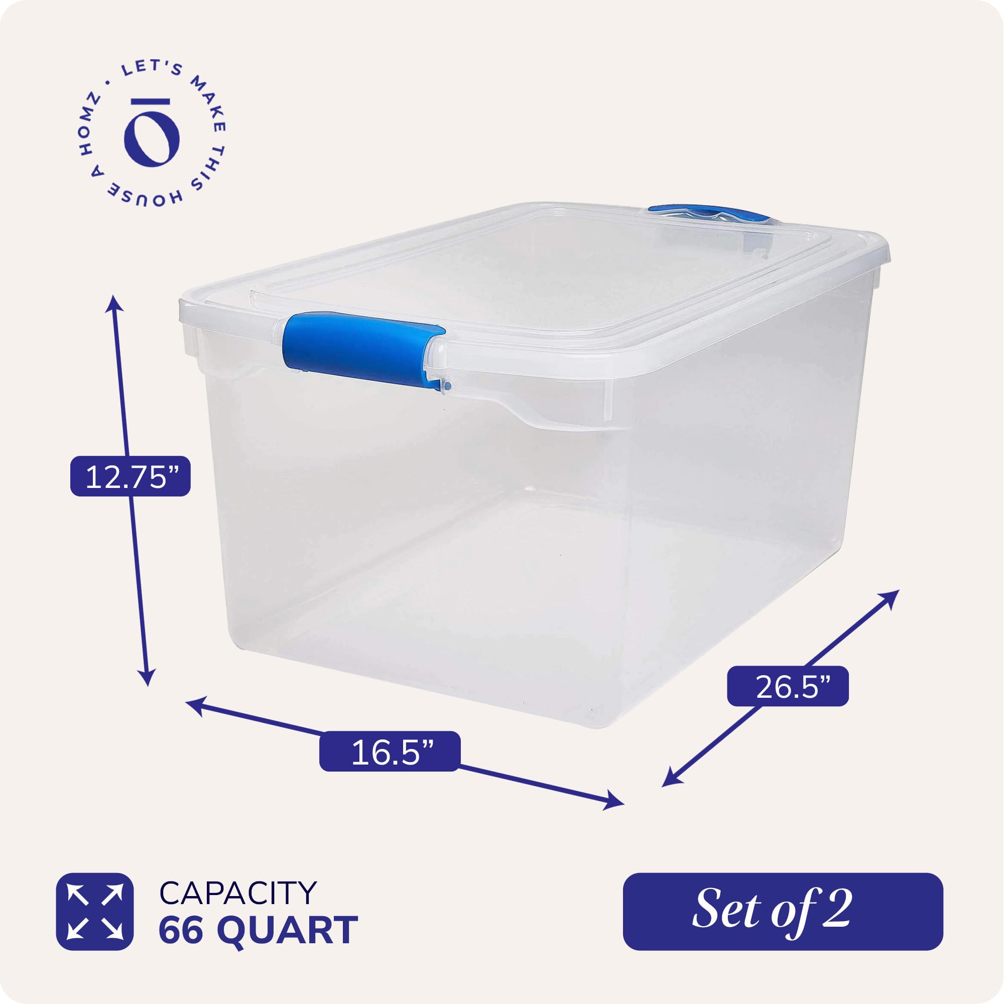 Clear Plastic Storage Bins w (2 Count)